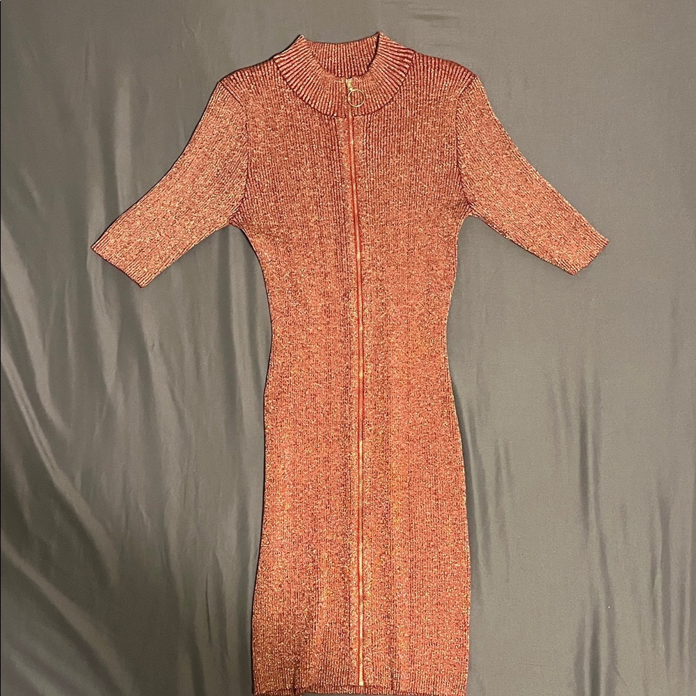 Elegant Pink Knit Dress